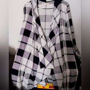 New York Laundry black/white plaid cardigan, size 3x
